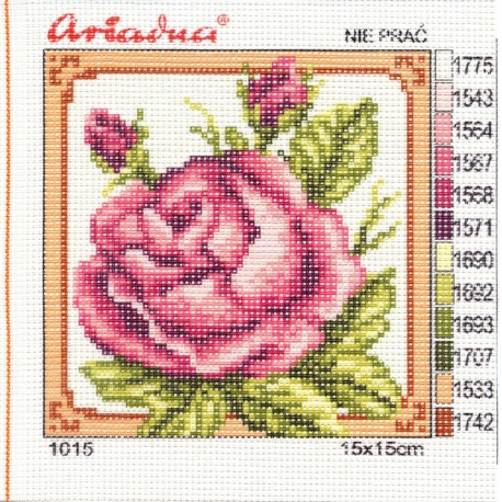 Canvas with a printed pattern "Rose", 15x15 cm