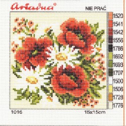 Canvas with a printed pattern "Poppy", 15x15 cm