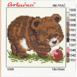 Canvas with a printed pattern "Bear", 15x15 cm