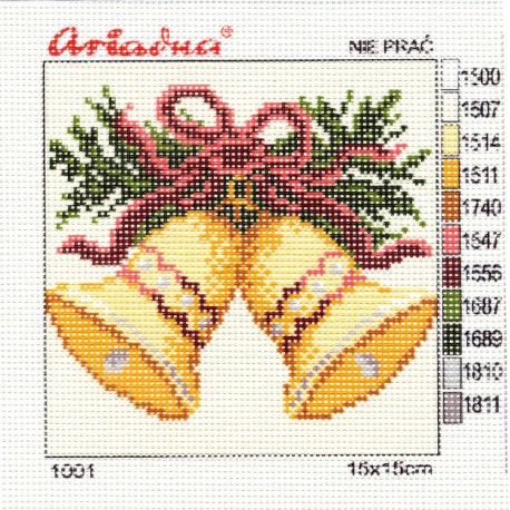 Canvas with a printed pattern "Bells", 15x15 cm