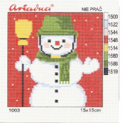 Canvas with a printed pattern "Snow man", 15x15 cm