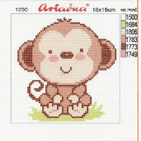 Canvas with a printed pattern "Monkey", 15x15 cm