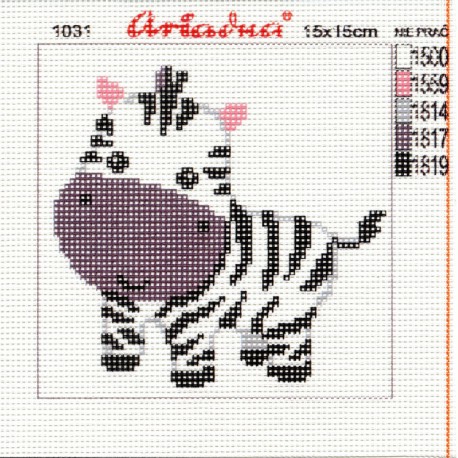 Paveikslėlis siuvinėjimui "Zebras", 15x15 cm