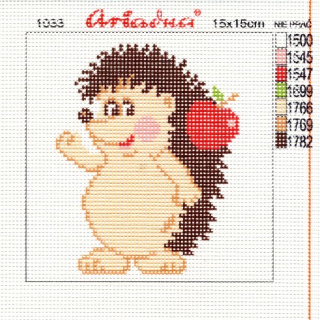 Canvas with a printed pattern "Hedgehog", 15x15 cm