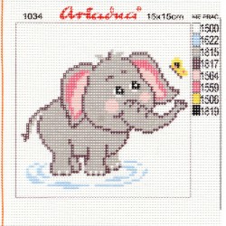 Canvas with a printed pattern "Elephant", 15x15 cm