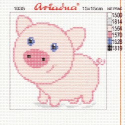 Canvas with a printed pattern "Piglet", 15x15 cm