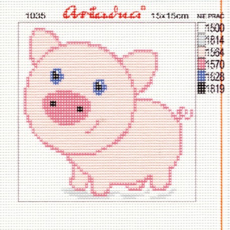Canvas with a printed pattern "Piglet", 15x15 cm