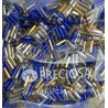 Glass bugles 7x2 mm, colors silver, blue, yellow/50g