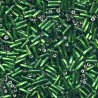 Glass hexagon twisted bugles 7x1.8 mm, color - green/50g