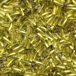 Glass hexagon twisted bugles 7 x 2 mm, color - yellow/50g