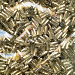 Glass hexagon twisted bugles 7x1.8 mm, color - old gold/50g
