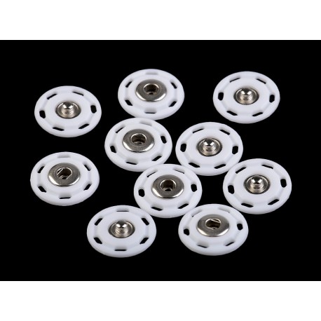 Sew on Plastic Press Snap Fasteners Ø 25 mm, white, rustproof/1 pc.