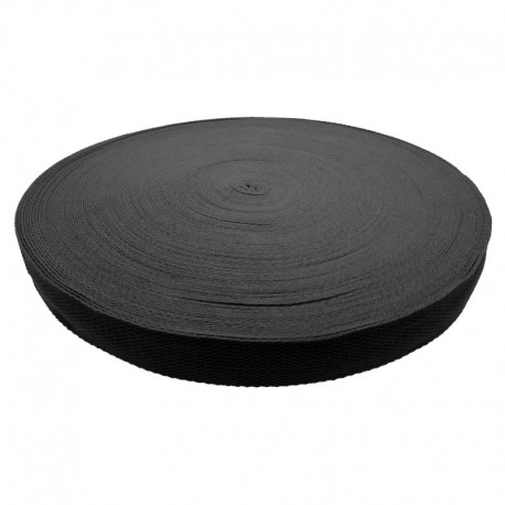 Medvilnės-poliesterio diržo juosta 25x2.0mm juoda/1 m