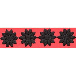 Flower Trim Ribbon art.T-05, color 4470 - black/1m