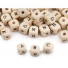 Wooden Beads with Letters 10x10mm/80pcs.