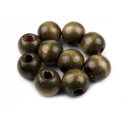 Round painted Wood Beads Ø20 mm, green khaki/1pc.