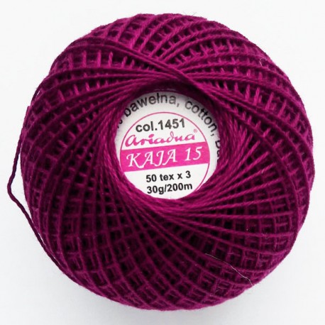 Cotton crocheting yarn "Kaja", color 1451-bordeaux/30g/200m