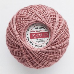 Cotton crocheting yarn "Kaja", color 316-old pink/30g/200m