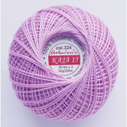 Cotton crocheting yarn "Kaja", color 324-lilac/30g/200m