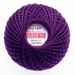 Cotton crocheting yarn "Kaja", color 1452-eggplant/30g/200m