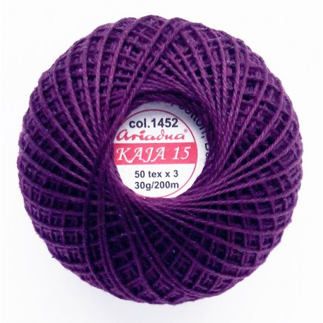 Cotton crocheting yarn "Kaja", color 1452-eggplant/30g/200m