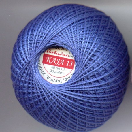 Cotton crocheting yarn "Kaja", color 308-royal blue/30g/200m