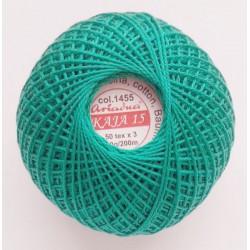Cotton crocheting yarn "Kaja", color 1455-turquoise green/30g/200m