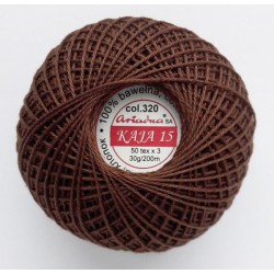 Cotton crocheting yarn "Kaja", color 320-dark brown/30g/200m