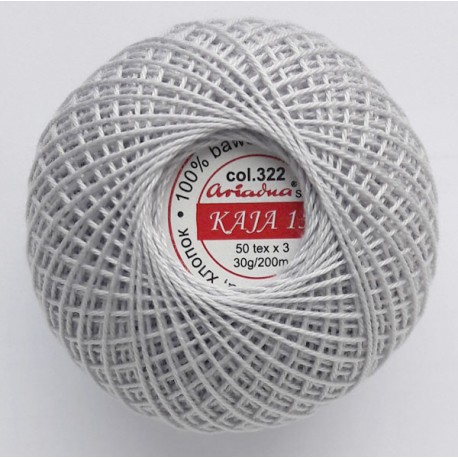 Cotton crocheting yarn "Kaja", color 322-light grey/30g/200m