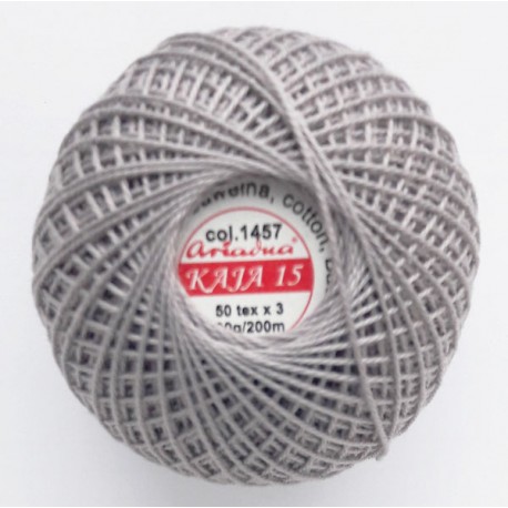 Cotton crocheting yarn "Kaja", color 1457-grey/30g/200m