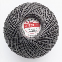 Cotton crocheting yarn "Kaja", color 1458-dark grey/30g/200m