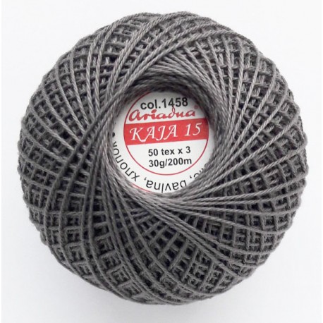 Cotton crocheting yarn "Kaja", color 1458-dark grey/30g/200m