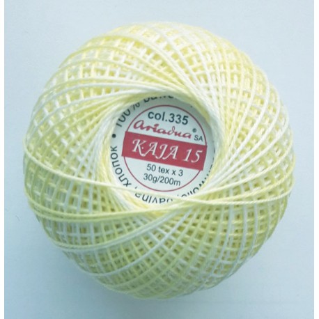 Cotton crocheting yarn "Kaja", color 335-light yellow shaded /30g/200m