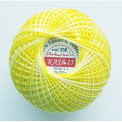 Cotton crocheting yarn "Kaja", color 336-yellow shaded /30g/200m