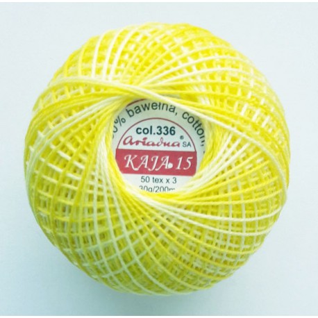 Cotton crocheting yarn "Kaja", color 336-yellow shaded /30g/200m