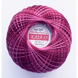 Cotton crocheting yarn "Kaja", color 341-cherry shaded /30g/200m