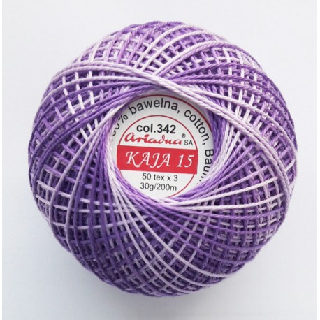 Cotton crocheting yarn "Kaja", color 342-violet shaded /30g/200m