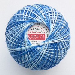 Cotton crocheting yarn "Kaja", color 344-blue shaded /30g/200m