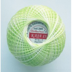 Cotton crocheting yarn "Kaja", color 345-greenish shaded /30g/200m