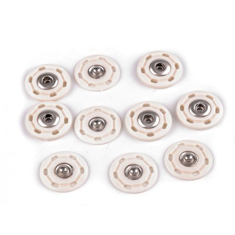 Sew on Plastic Press Snap Fasteners Ø 25 mm, white, rustproof/1 pc.