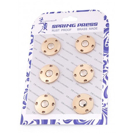 Sew on Brass Snap Fasteners Ø 20 mm, gold/6 pcs.