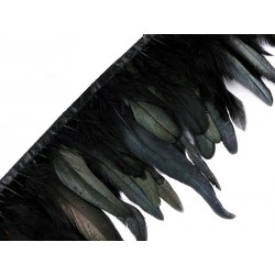 Trimming Braid - Rooster Feathers, 15-19 cm, black/1m