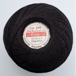 Hand knitting cotton yarn "Aria 5"/color 099-black/1pc.