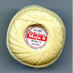 Pearl crochet cotton yarn "MAJA 8"/color 331-cream/1pc.