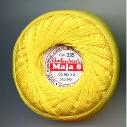 Pearl crochet cotton yarn "MAJA 8"/color 335 -yellow/1pc.