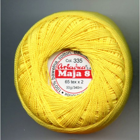 Pearl crochet cotton yarn "MAJA 8"/color 335 -yellow/1pc.