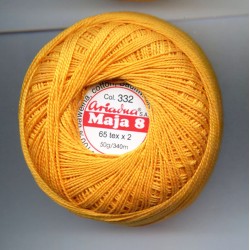 Pearl crochet cotton yarn "MAJA 8"/color 332 -orange/1pc.