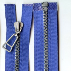 Plastic Zipper open-end P6 60 cm color T-19 - blue/silver teeths/1 pc.