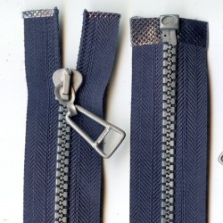 Plastic Zipper open-end P6 60 cm color T-17 - dark blue/silver teeths/1 pc.