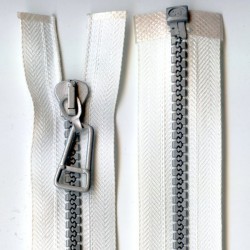 Plastic Zipper open-end P6 60 cm white with silver teeth/1 pc.